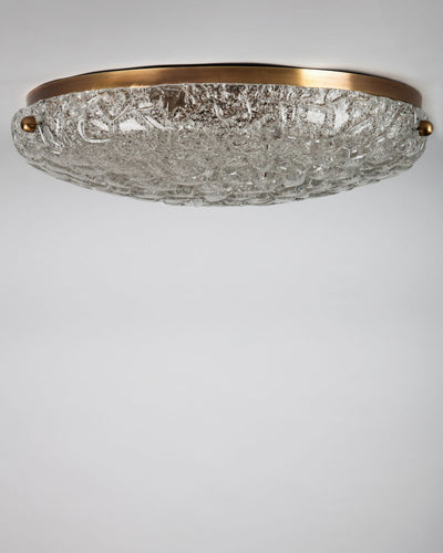 Vintage Collection image 1 of a Hillebrand Flush Mount with Clear Textured Glass antique in a Original Lacquered Brass finish.