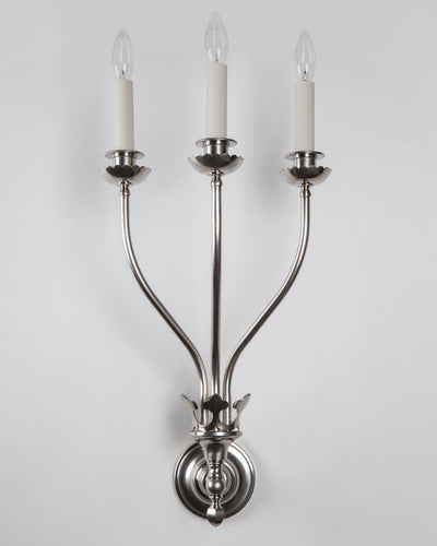 Remains Lighting Co. Collection image 1 of a Ibex 3 Sconce made-to-order.  Shown in Burnished Nickel.