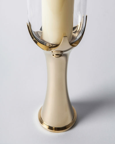 Remains Lighting Co. Collection image 1 of a Joust Candlestick made-to-order.  Shown in Polished Brass.