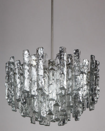 Vintage Collection image 1 of a Kalmar Chandelier with Cast Ice Glass Prisms antique.