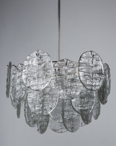 Vintage Collection image 1 of a Kalmar Chandelier with Textured Glass Discs antique in a Polished Nickel finish.