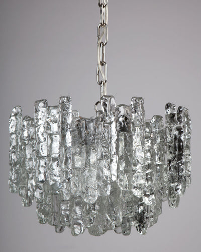 Vintage Collection image 1 of a Kalmar Ice Glass Chandelier antique in a Polished Nickel finish.