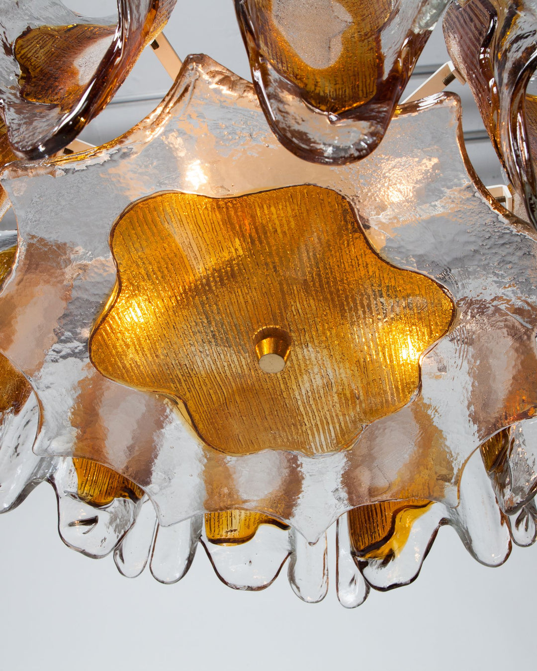 Kalmar Orange and Clear Textured Glass Chandelier | Vintage