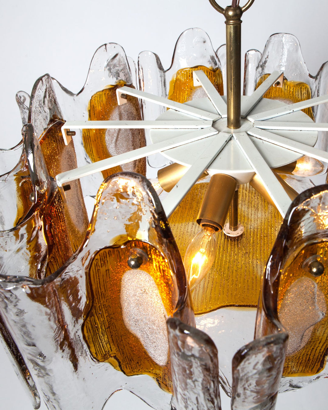 Kalmar Orange and Clear Textured Glass Chandelier | Vintage