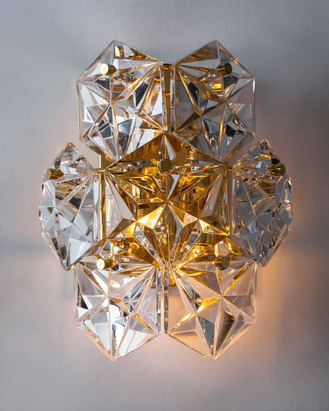Kinkeldey Sconces with Hexagonal Faceted Glass | Vintage