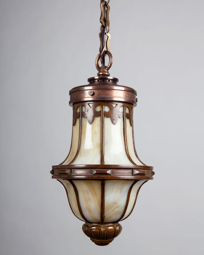 Vintage Collection image 1 of a Leaded Glass and Aged Copper Lantern antique.