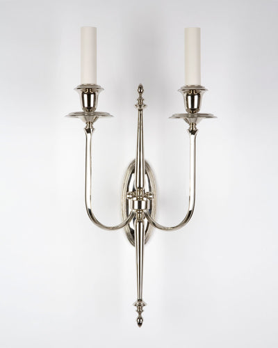 Remains Lighting Co. Collection image 1 of a Lena 2 Sconce made-to-order.  Shown in Polished Nickel.