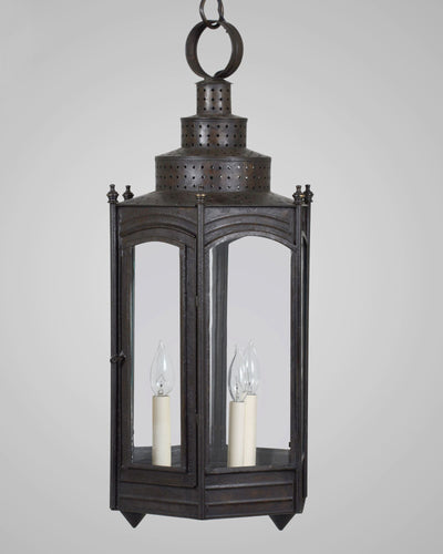 Scofield Lighting Collection image 1 of a Liberty Tree Hanging Lantern Large made-to-order.  Shown in Aged Tin.