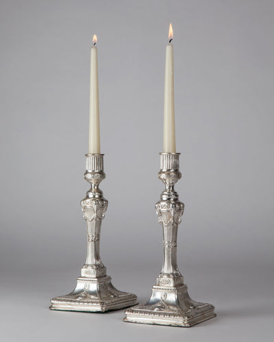 Vintage Collection image 1 of a pair of Louis XVI Silverplate Candlesticks antique.