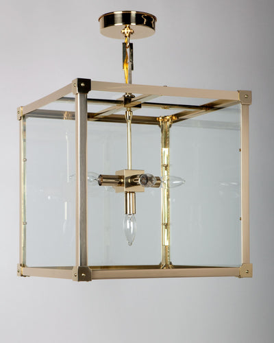 Remains Lighting Co. Collection image 1 of a Marlowe 16 Lantern made-to-order.  Shown in Polished Brass.