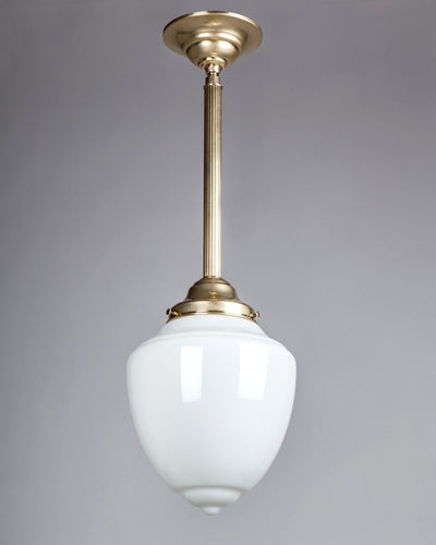 Remains Lighting Co. Collection image 1 of a Marta Pendant made-to-order.  Shown in Burnished Brass with Reeded Stem.