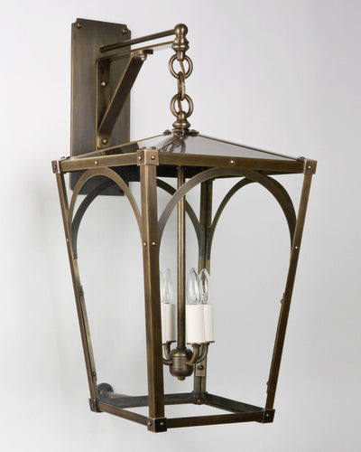 Remains Lighting Co. Collection image 1 of a Mercer 17 Wall Lantern made-to-order.  Shown in Antique Brass.