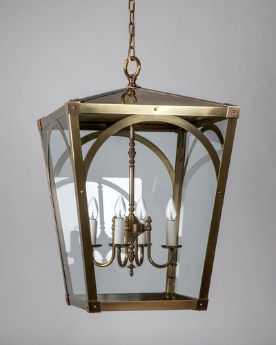 Remains Lighting Co. Collection image 1 of a Mercer 32 Lantern made-to-order.  Shown in Antique Brass.