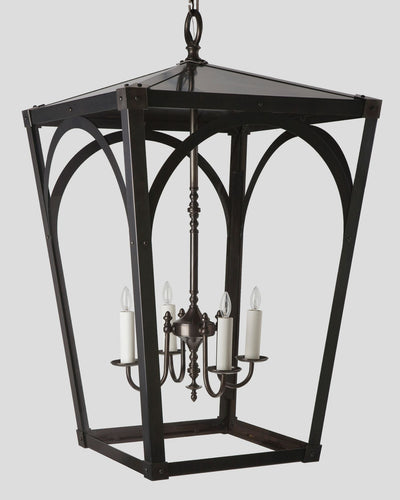 Remains Lighting Co. Collection image 1 of a Mercer 36 Lantern made-to-order.  Shown in Dark Waxed Bronze.