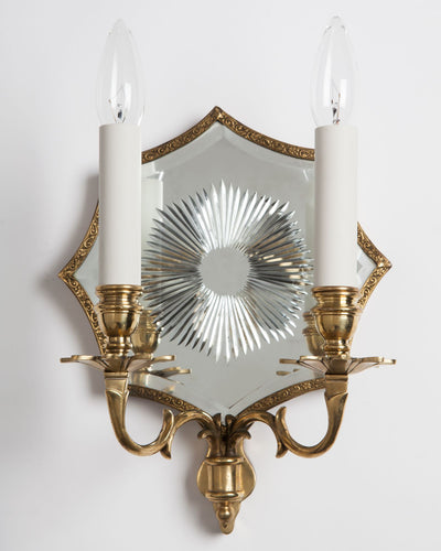 Vintage Collection image 1 of a Mirrorback Sconce with Wheel-Cut Glass antique.