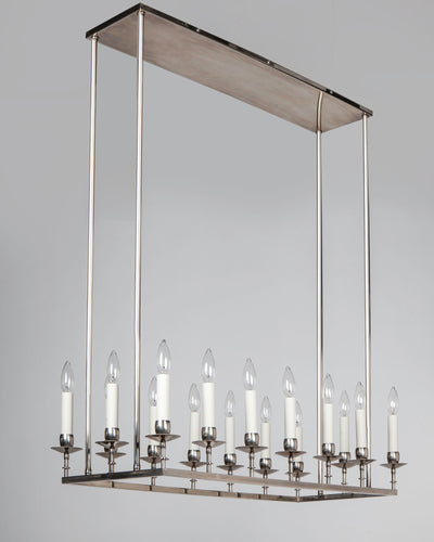 Remains Lighting Co. Collection image 1 of a Montgomery 16 Chandelier made-to-order.  Shown in German Silver.