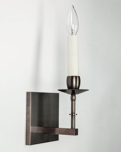 Remains Lighting Co. Collection image 1 of a Montgomery Sconce made-to-order.  Shown in Dark Pewter.