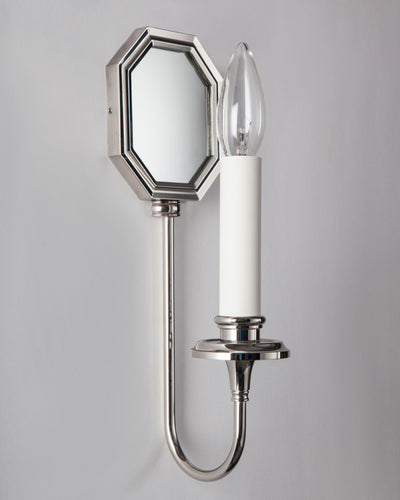 Remains Lighting Co. Collection image 1 of a Morgan Single Sconce made-to-order.  Shown in Polished Nickel.