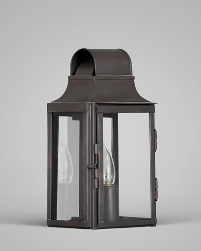 Scofield Lighting Collection image 1 of a New England Barn Exterior Wall Lantern Small made-to-order.  Shown in Bronzed Copper with plate mirror.