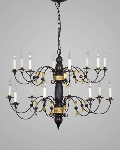 Scofield Lighting Collection image 1 of a New England Meeting House Chandelier Small made-to-order.  Shown in Aged Tin and Pitch Black.