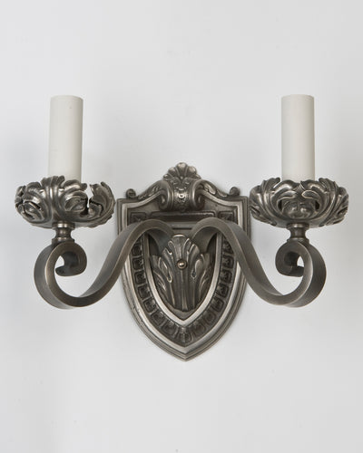 Vintage Collection image 1 of a Nickeled Iron Shieldback Sconce antique.