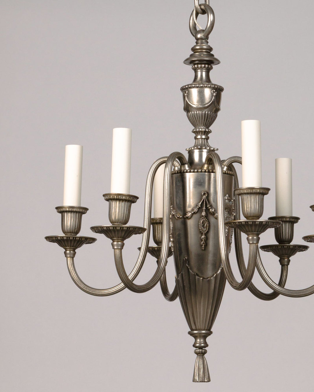 Nickelplate Adam Style Chandelier by Bradley and Hubbard | Vintage