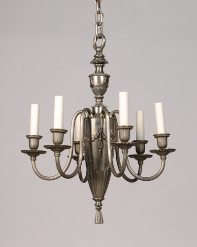 Vintage Collection image 1 of a Nickelplate Adam Style Chandelier by Bradley and Hubbard antique.