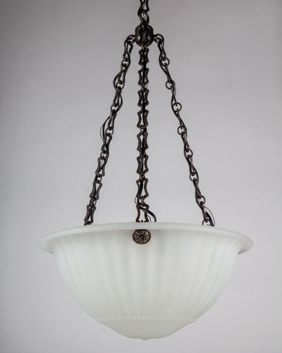 Vintage Collection image 1 of a Opaline Dome Chandelier with Foliate Details antique.
