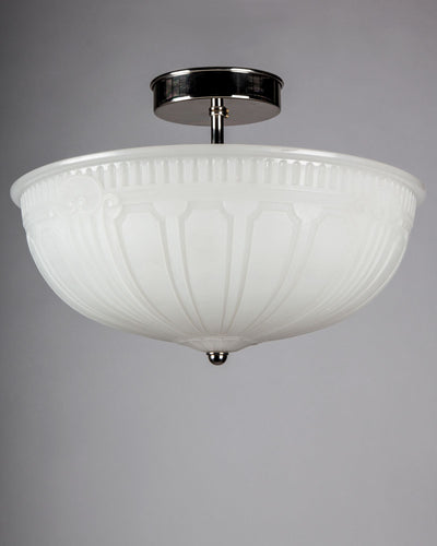 Vintage Collection image 1 of a Opaline Glass and Nickel Semi-Flush Mount antique.
