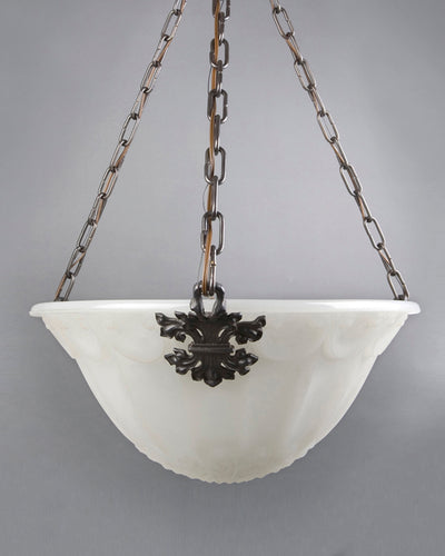 Vintage Collection image 1 of a Opaline Glass Dome Chandelier with Cast Bronze Mounts antique.