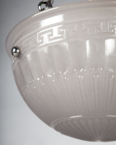 Vintage Collection image 1 of a Opaline Glass Dome Chandelier with Greek Key Border antique.