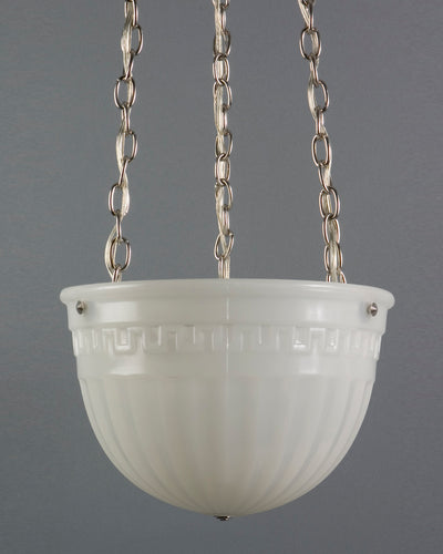 Vintage Collection image 1 of a Opaline Glass Dome Chandelier with Greek Key Pattern antique.