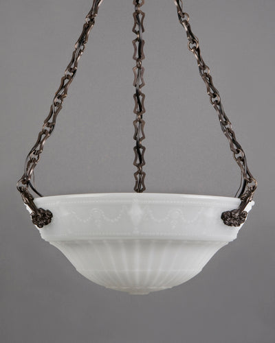 Vintage Collection image 1 of a Opaline Glass Dome Chandelier with Neoclassical Motif antique.