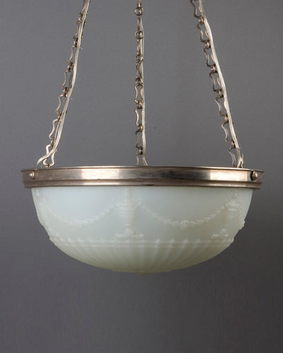 Vintage Collection image 1 of a Opaline Glass Dome Chandelier with Urn and Swag Details antique.