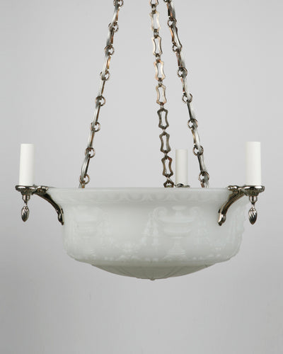 Vintage Collection image 1 of a Opaline Glass Dome Chandelier with Urns and Bellflowers antique.