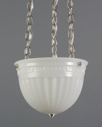 Vintage Collection image 1 of a Opaline Glass Dome Pendant with Greek Key Frieze antique.