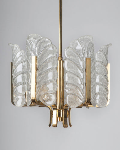 Vintage Collection image 1 of a Orrefors Chandelier with Textured Glass Leaves antique.