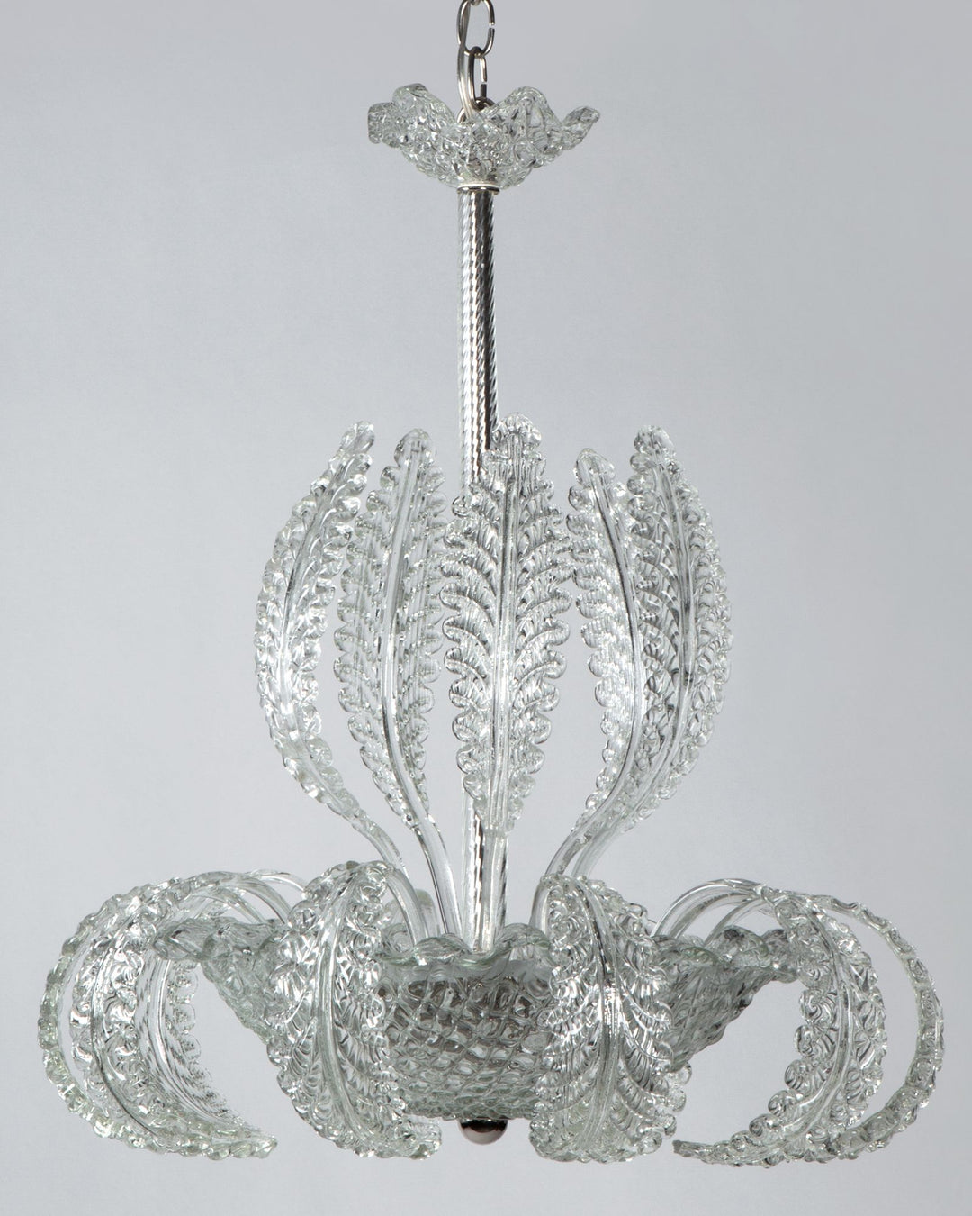 Orrefors Foliate Chandelier with Curved Glass Leaves | Vintage
