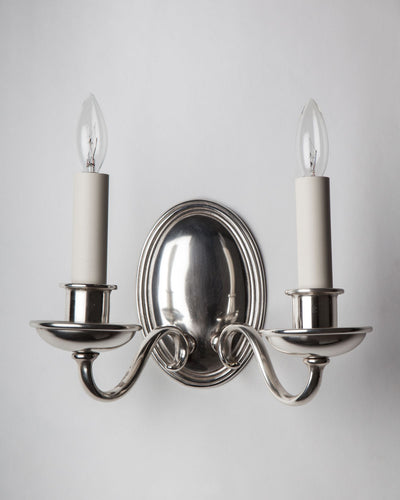 Vintage Collection image 1 of a pair of Oval Silverplate Sconces by Sterling Bronze Co. antique.