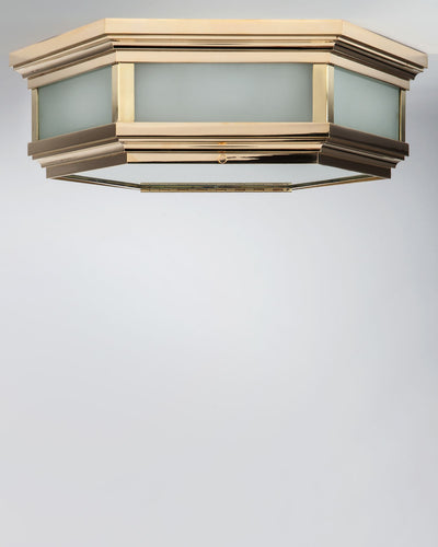 Remains Lighting Co. Collection image 1 of a Philip 20 Hexagonal Flush Mount made-to-order.  Shown in Polished Brass.