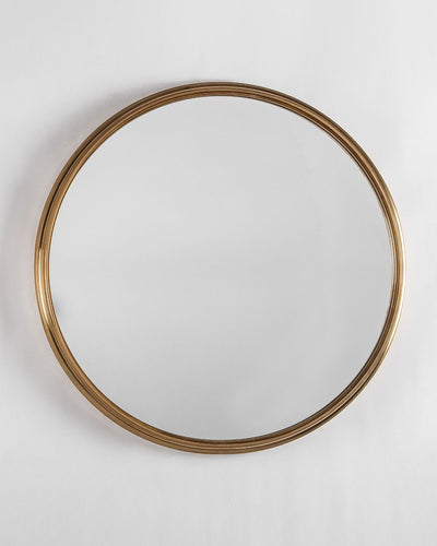 Remains Lighting Co. Collection image 1 of a Philip Round Mirror, Medium made-to-order.  Shown in Antique Brass.