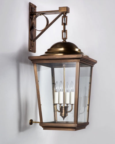 Remains Lighting Co. Collection image 1 of a Philip Tapered Exterior Wall Lantern made-to-order.  Shown in Antique Brass.