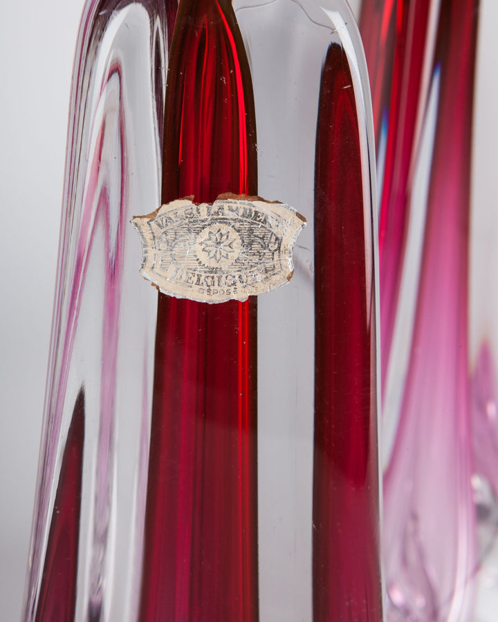 Red and Pink Ombre Glass Lamps by Val St. Lambert | Vintage