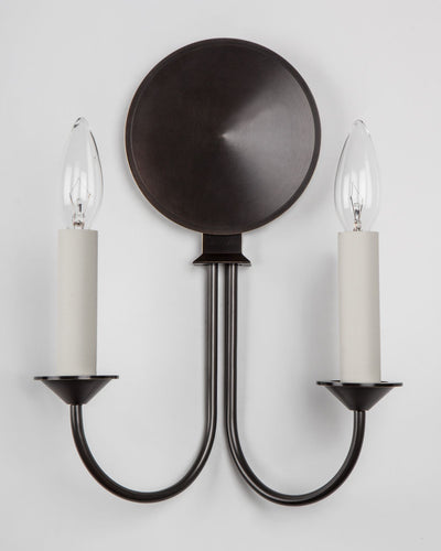 Remains Lighting Co. Collection image 1 of a Savoia Twin Sconce made-to-order.  Shown in Oil Rubbed Bronze.