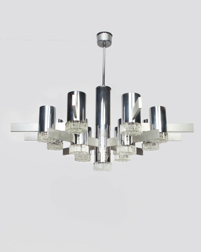 Vintage Collection image 1 of a Sciolari Chandelier with Textured Glass Diffusers antique.