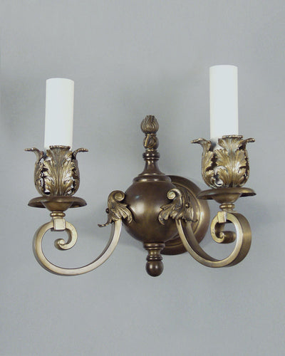 Vintage Collection image 1 of a pair of Scrolled Arm and Acanthus Leaf Sconces antique.