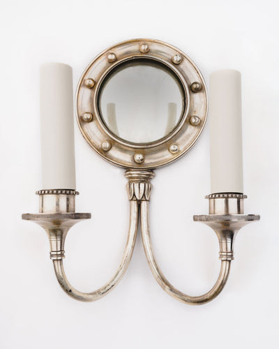 Vintage Collection image 1 of a Silverplate Sconce with Convex Mirror Backplate antique.