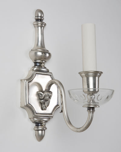 Vintage Collection image 1 of a Silverplate Sconce with Glass Bobeche antique.