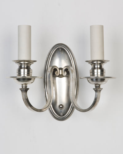 Vintage Collection image 1 of a Silverplate Sconce with Oval Backplate and Scrolled Arms antique.