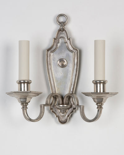 Vintage Collection image 1 of a Silverplate Sconce with Scalloped Edge Backplate antique.
